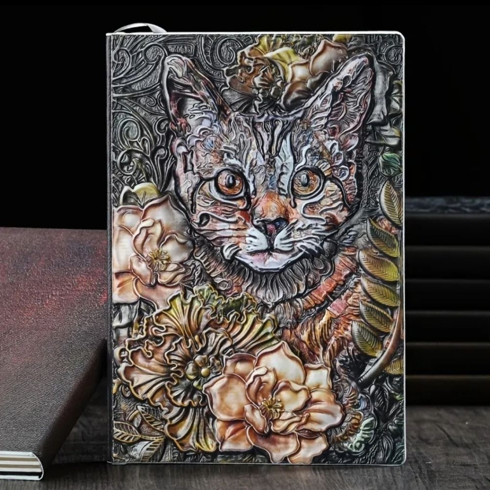 embossed Hardcover cat journal, planner, notebook